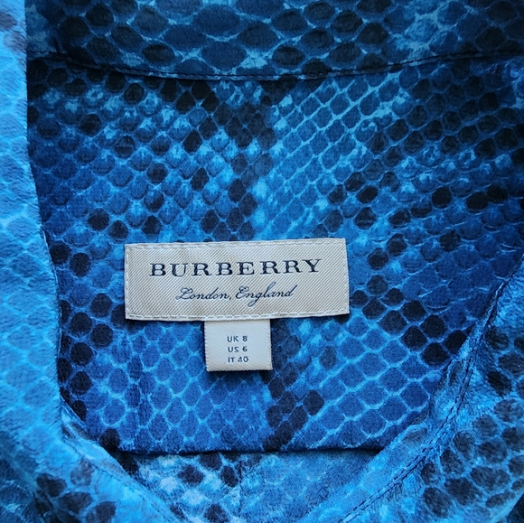 Burberry blue python button down blouse - Picture 4 of 7